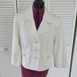 Kenar White Cotton Pique Jacket Size 8